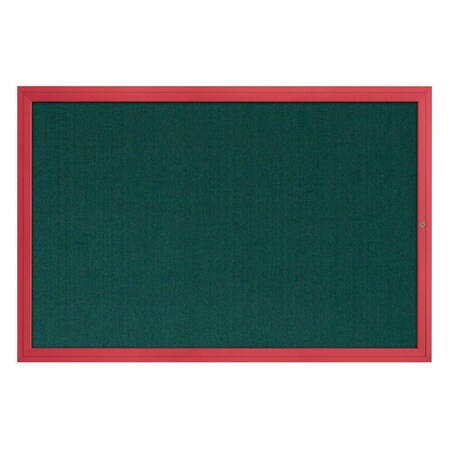 United Visual Products Slim Enclosed Corkboard, 24"x36", Satin Alum Frame/Apricot UVEB2436-SATIN-APRICOT